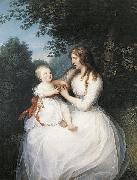 Portrait of Friederike Brun with her daughter Charlotte sitting on her lap